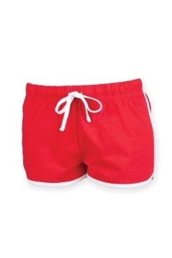 SKINNI FIT Womens/Ladies Retro Training/Fitness Sports Shorts (Red/ White)