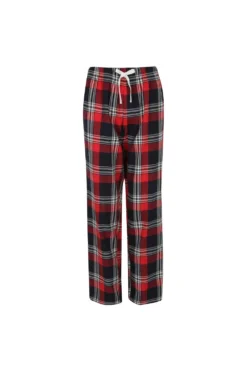 SKINNI FIT Womens/Ladies Tartan Lounge Pants - Red/Navy Check