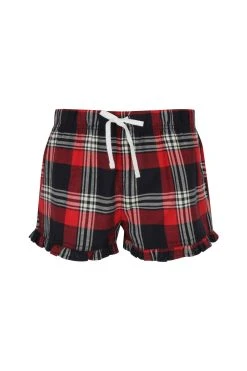 SKINNI FIT Fit Womens/Ladies Tartan Shorts (Red/Navy Check)