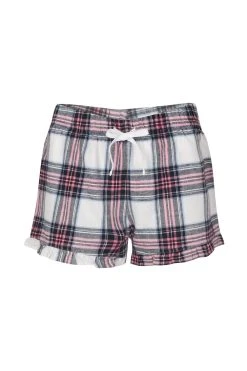 SKINNI FIT Fit Womens/Ladies Tartan Shorts (White/Pink Check)