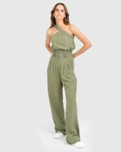 Belle & Bloom State Of Play Wide Leg Pant - Army Green