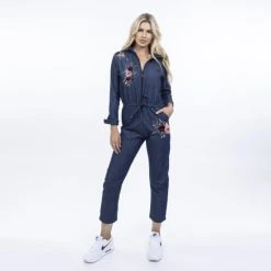 Lezat Gracie Denim Coverall Jumpsuit Jumpsuits & Rompers Indigo