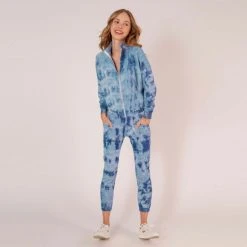 Lezat Restore Soft Terry Jumpsuit - Dusty Blue Tie Dye Jumpsuits & Rompers