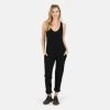 Lezat Costa Organic Cotton Waffle Thermal Pocketed Jumpsuit Jumpsuits & Rompers Black