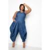 Buxom Couture Halter Neck Denim Jumpsuit Jumpsuits & Rompers